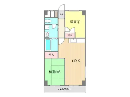 弊社管理物件短期・ペット・事務所・店舗ベルテ川越(2LDK/2階)の間取り写真