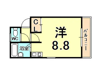 サンビオラ西宮(1K/2階)の間取り写真