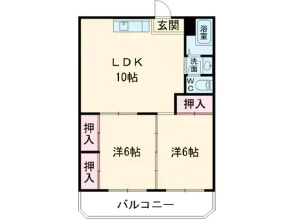 三の丸ブルーハイム(2LDK/2階)の間取り写真