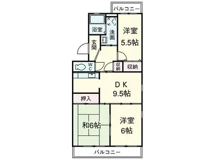 ＪＲ東海道本線 袋井駅 車で7分 3階建 築27年(3DK/2階)の間取り写真