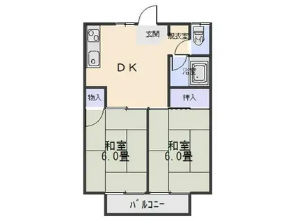 プラザエリーゼA棟(2DK/1階)の間取り写真