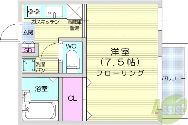 メゾンHAMADA(1K/1階)の間取り写真