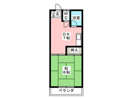 きくや荘(1DK/2階)の間取り写真