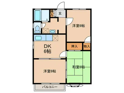 リビング西山町(3DK/2階)の間取り写真