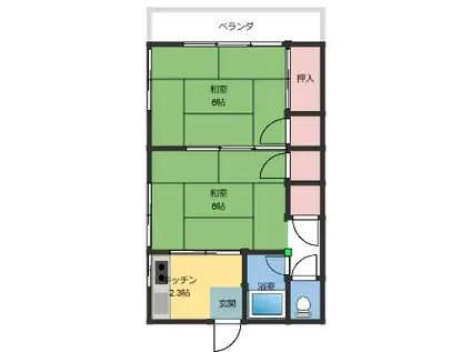 服部ハイツ(2K/1階)の間取り写真