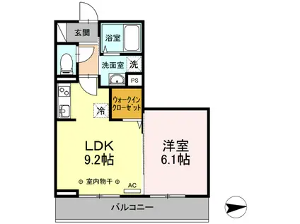 バレンタインハウス温泉町(1LDK/3階)の間取り写真