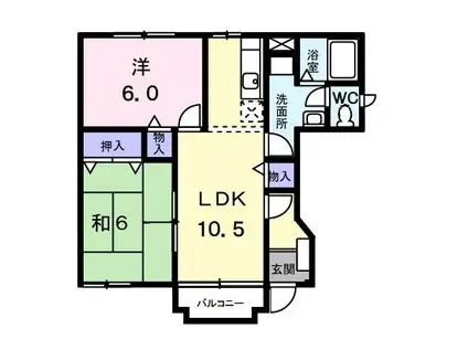 シャト-みどり(2LDK/1階)の間取り写真