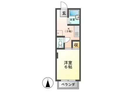コスモキヌガサB棟(1K/1階)の間取り写真