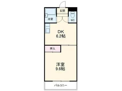 名鉄三河線 刈谷市駅 徒歩8分 4階建 築34年(1DK/4階)の間取り写真