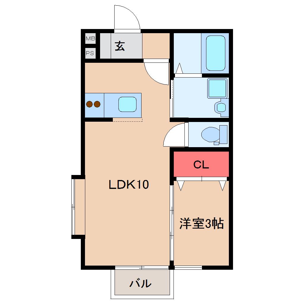 リベール浜田(1LDK/1階)の間取り写真