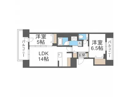 プレミスト札幌ステーション URBAN SEED(2LDK/11階)の間取り写真