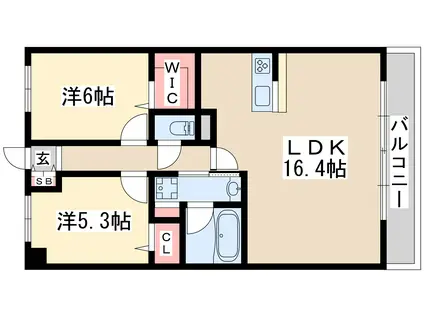 ウェリナ江坂(2LDK/4階)の間取り写真