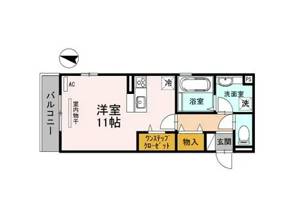 D-ROOM中桜塚(ワンルーム/2階)の間取り写真