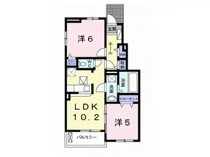 ステラ新田(2LDK/1階)の間取り写真