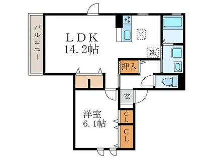 メゾン・ド・光(1LDK/2階)の間取り写真