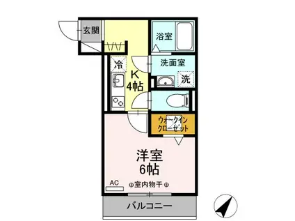 ジュネス東静岡(1K/1階)の間取り写真
