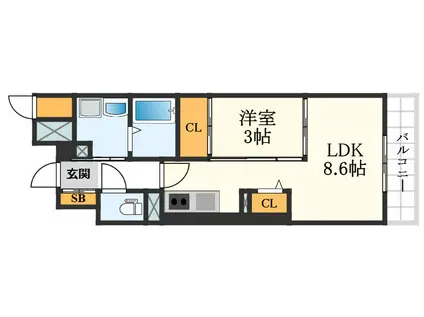LIBRA TAKATSUKI (1LDK/4階)の間取り写真