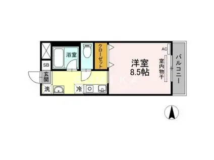 マメゾン三野(ワンルーム/3階)の間取り写真