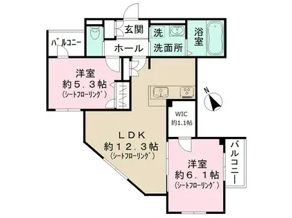 豪徳寺1丁目計画(2LDK/3階)の間取り写真