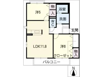 サン ステージ B棟(2LDK/1階)の間取り写真