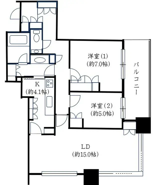 芝パーク・タワー 7階階 間取り