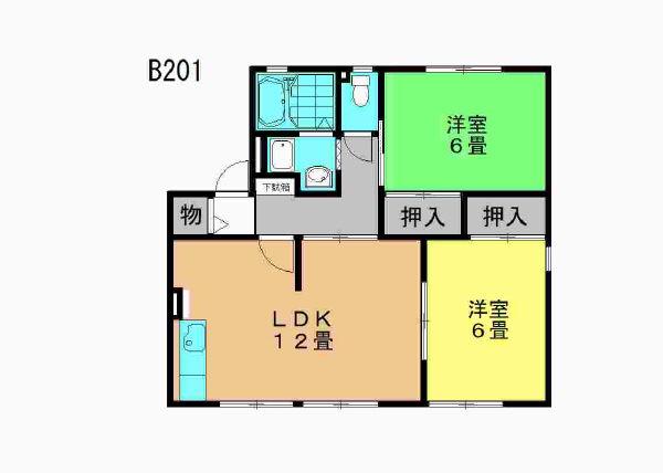 エイトファーム知立B(2LDK/2階)の間取り写真