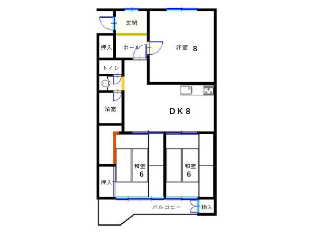 コーポサンライフ(3DK/3階)の間取り写真