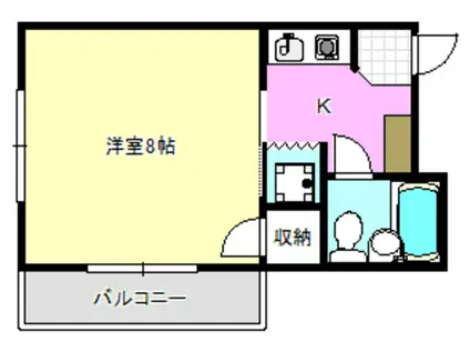 ハピネス茨木(1K/2階)の間取り写真