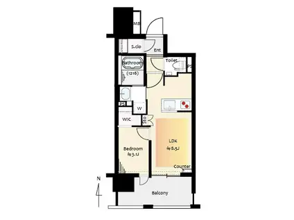 クリオラベルヴィ蔵前(1LDK/4階)の間取り写真