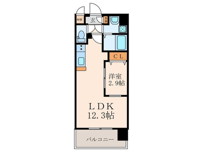 リュシオールレジデンス(1LDK/8階)の間取り写真