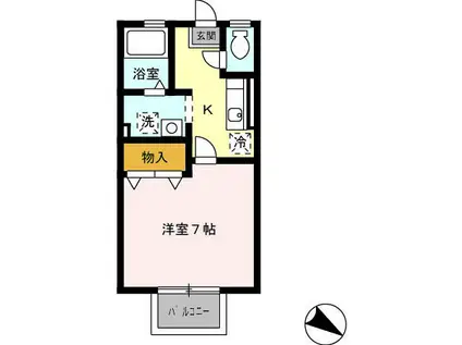 プリシェール曽我野(1K/1階)の間取り写真