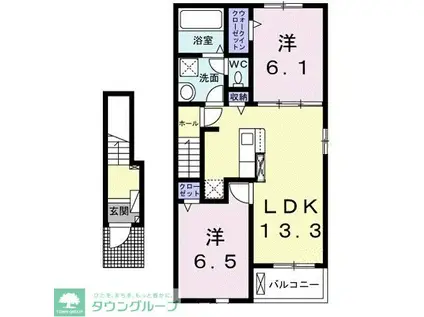 ルーエ 館林 IV(2LDK/2階)の間取り写真