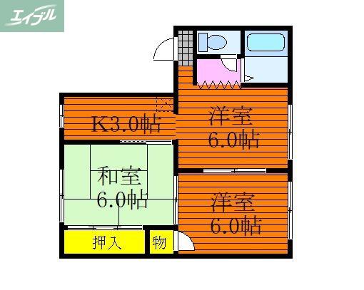 コーポT&S(3K/1階)の間取り写真