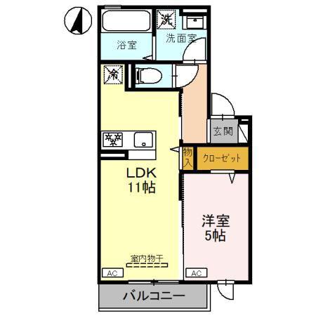 グリシア(1LDK/2階)の間取り写真