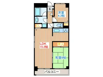 ガーネットヒルズ広瀬町(2LDK/2階)の間取り写真