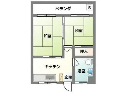 玉城アパート(2DK/3階)の間取り写真