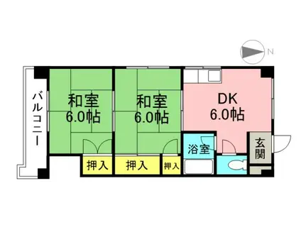 真砂ビル(2DK/6階)の間取り写真