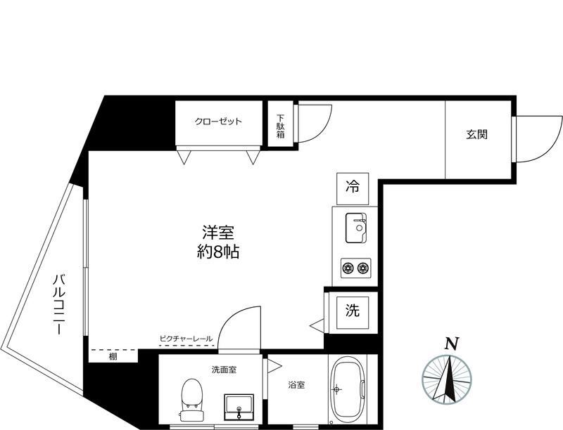 ベルファース東麻布(ワンルーム/10階)の間取り写真