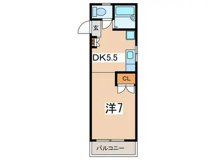 シャンブル八雲(1DK/2階)の間取り写真