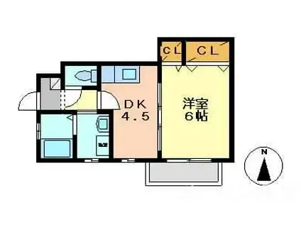 エクセレントコートA棟(1DK/1階)の間取り写真