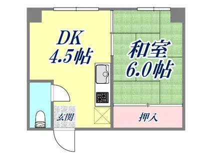 オーラ・コート杭瀬(1DK/1階)の間取り写真