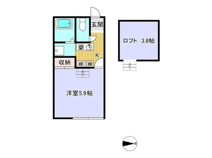 エスポワール(1K/2階)の間取り写真