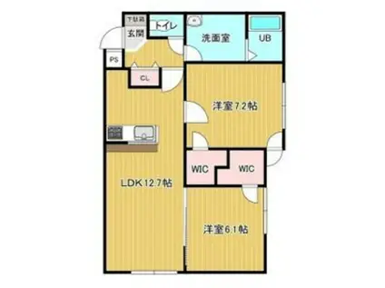 アルカサール山の手(2LDK/3階)の間取り写真