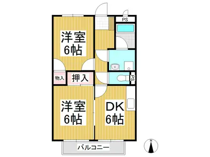 サープラスハイツフレンディ(2DK/2階)の間取り写真