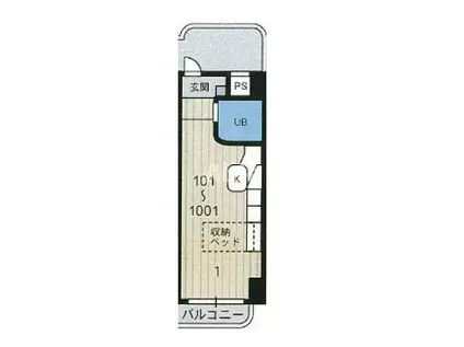 ラ・パルフェ・ド・コリエ(ワンルーム/2階)の間取り写真