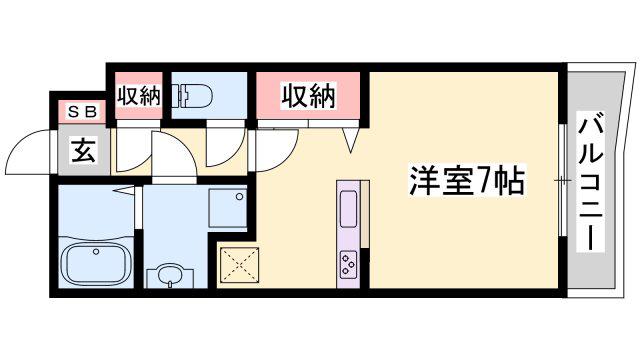 ハイトピア姫路(ワンルーム/2階)の間取り写真