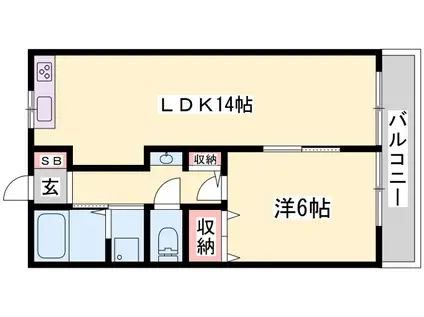 コーポ益三(1LDK/3階)の間取り写真