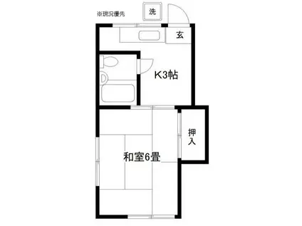 ハイツ今関(1K/1階)の間取り写真