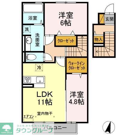 グレイスコート(2LDK/2階)の間取り写真