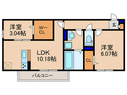 エスポワール瀬田(2LDK/1階)の間取り写真